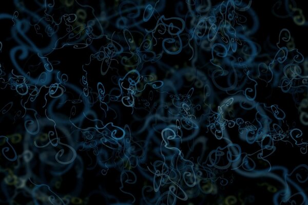 Blue patterns with haze on a black background