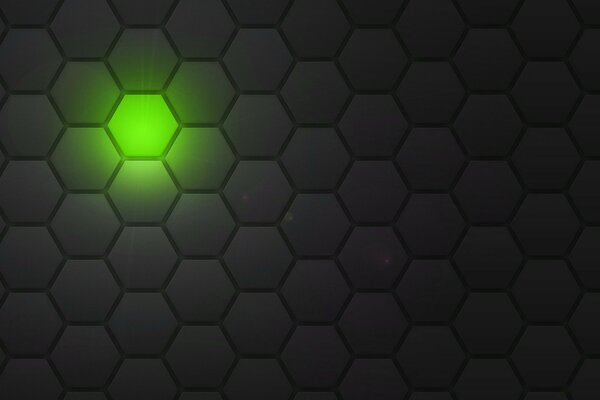 Honeycomb in neon green light