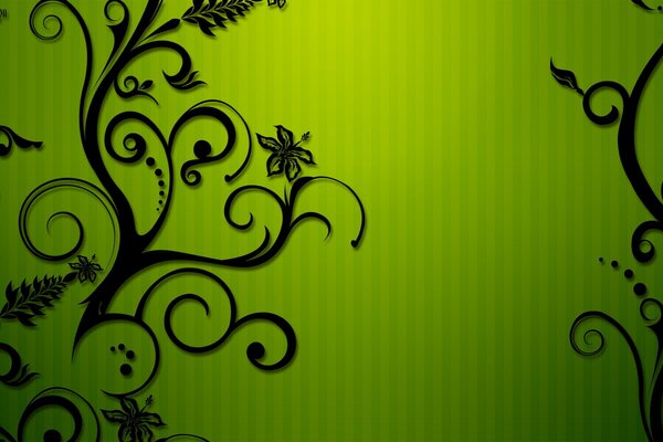 Green background with black swirls