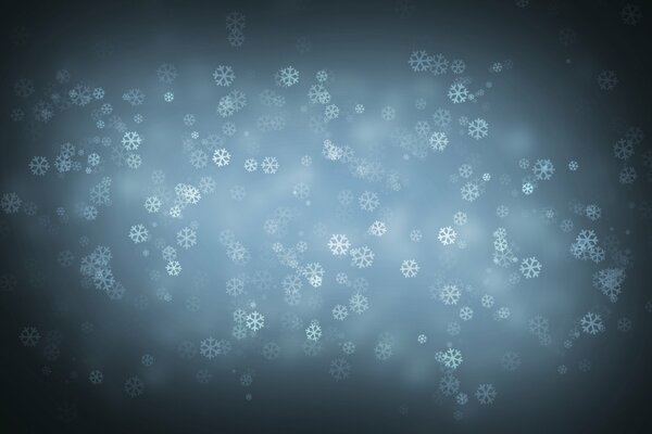 Vector small snowflakes on a dark background