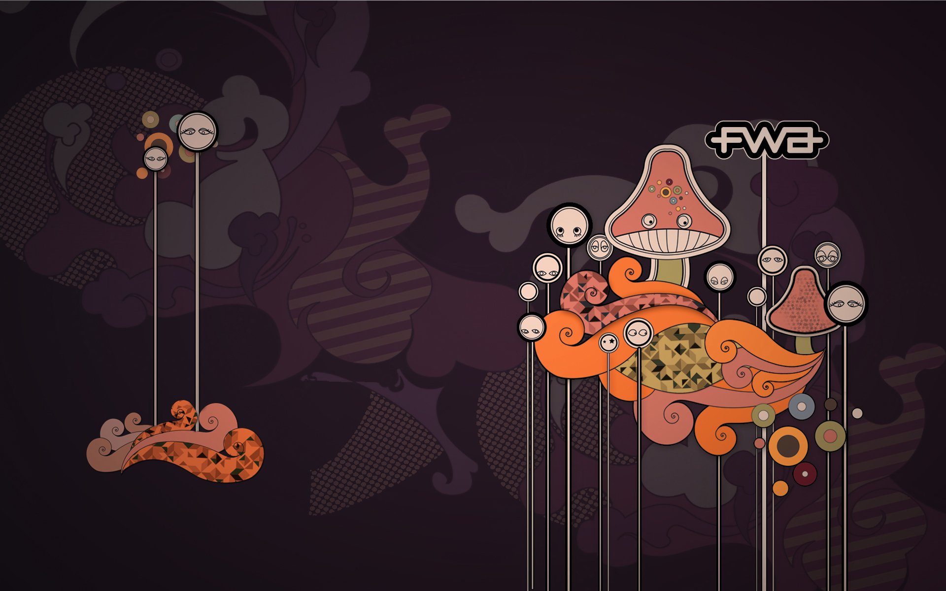 vector graphics mushrooms inscription fwa