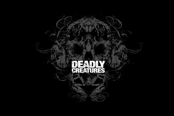 Dark background of deadly creatures with a skull