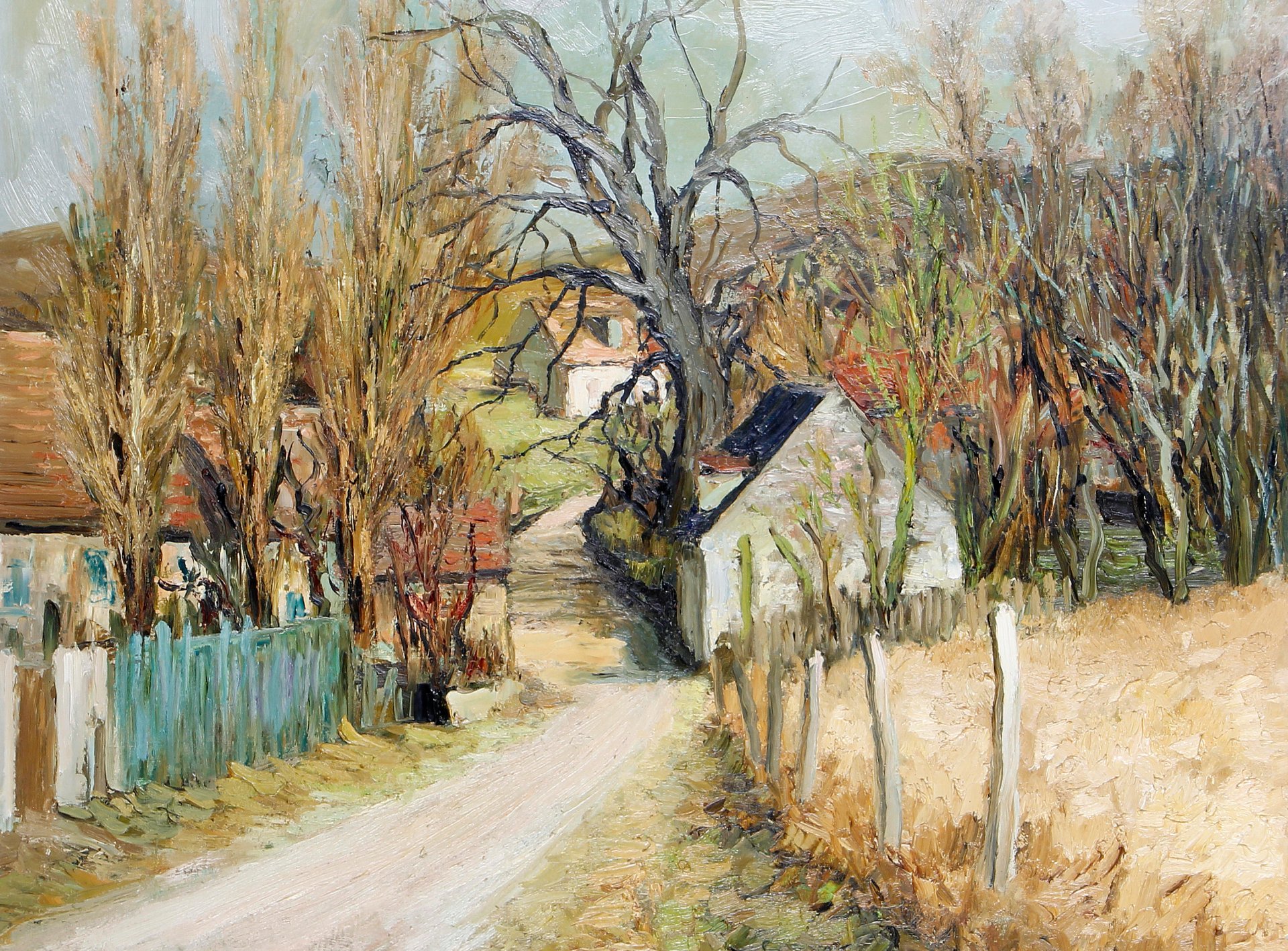 marcel dief gemälde landschaft straße häuser bäume