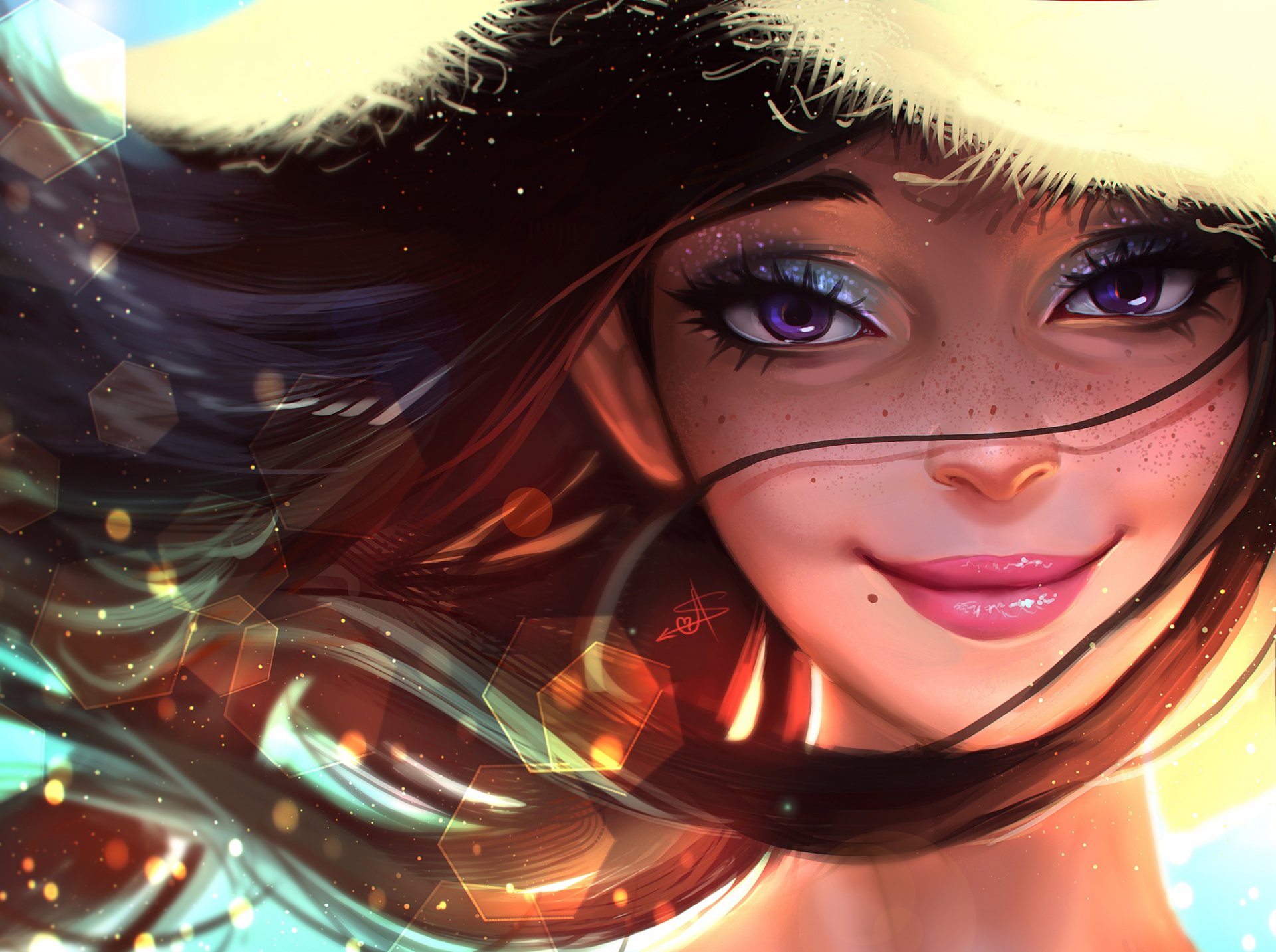 ummer art smile girl hat face hair eye