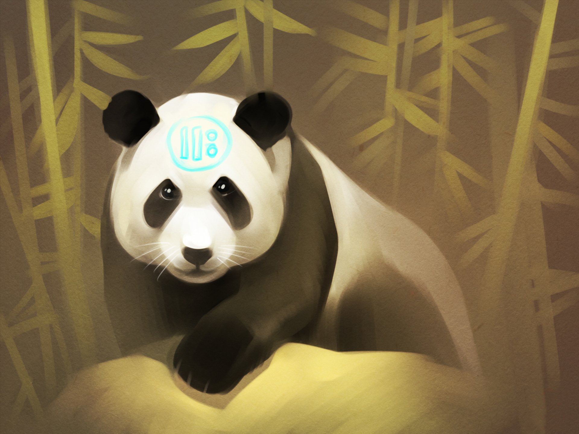 panda art forest view bear