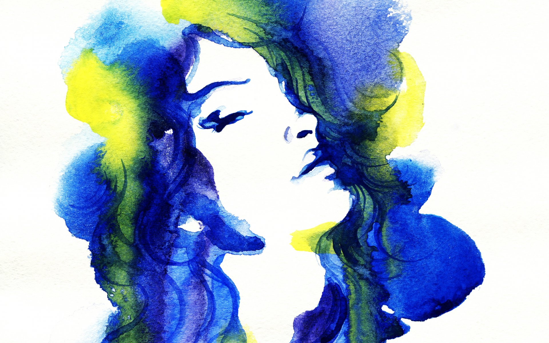 fondos de pantalla de lolita777 chica pintura acuarela retrato ojos labios imagen imagen azul amarillo