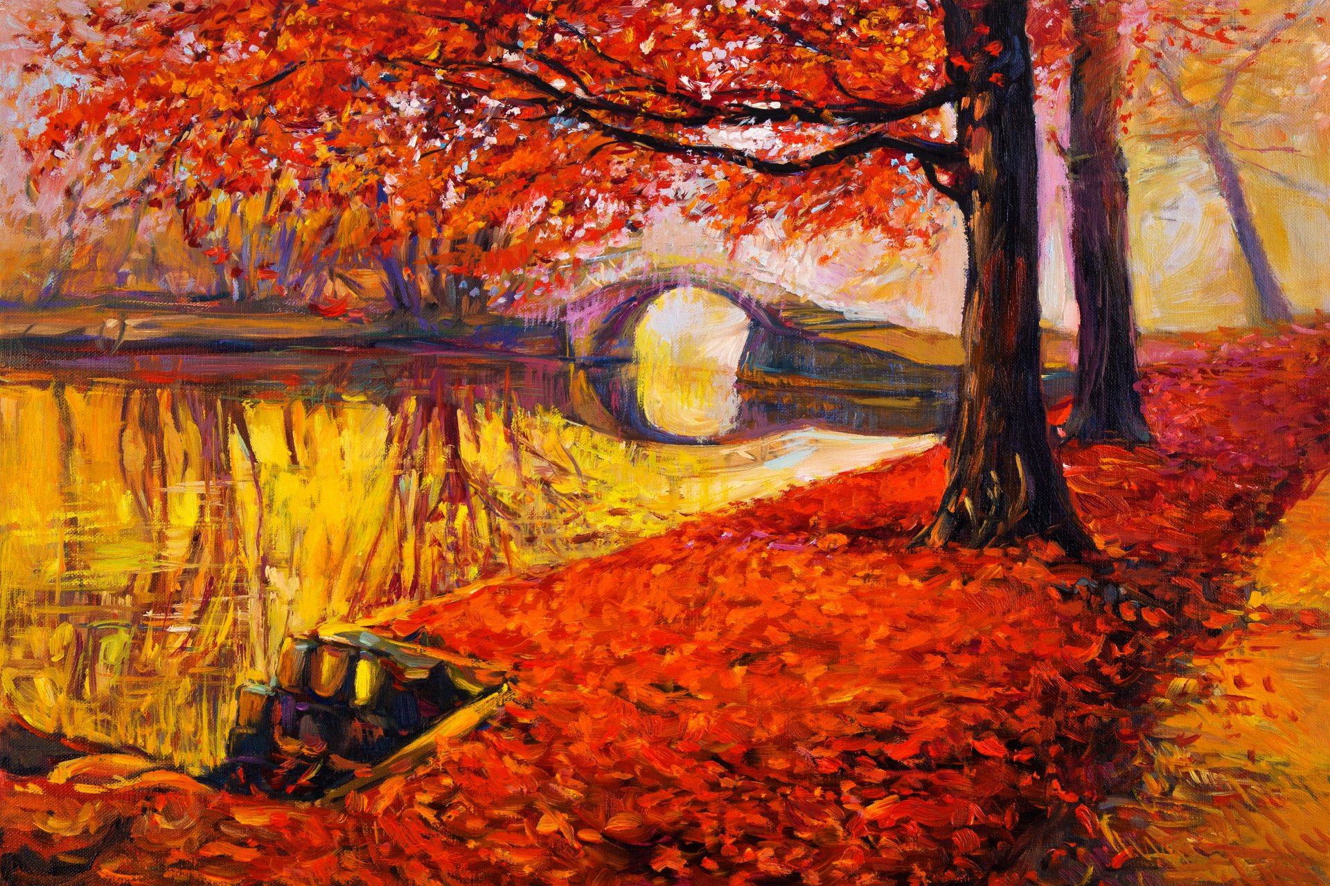 painting landscape autumn oil watercolor pattern paint