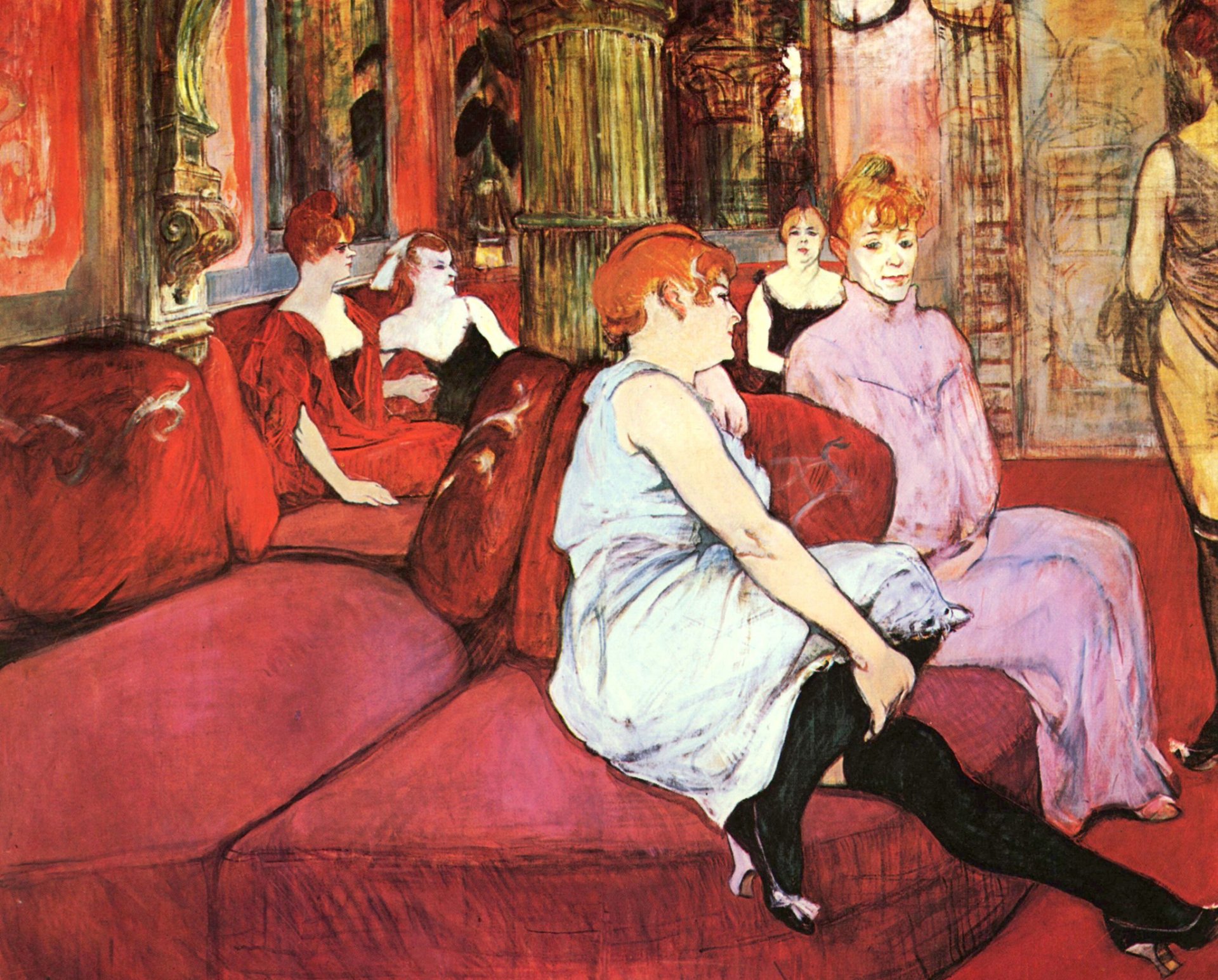 henri de toulouse-lautrec salone in rue de moulin pittura genere interno divano salone