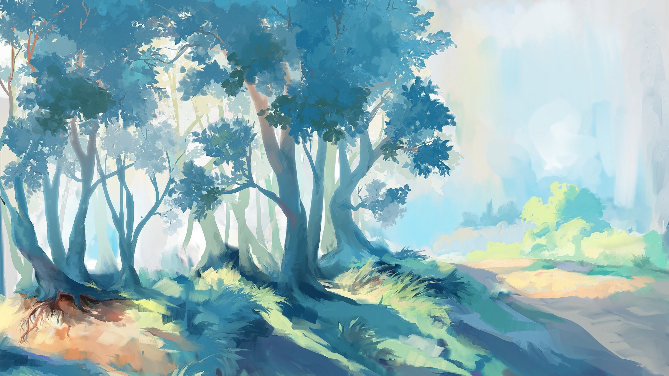 art painted landscape tree gra