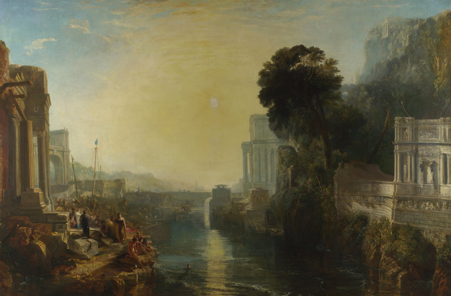 william turner didons bau von karthago gemälde landschaft mythos fluss brücke