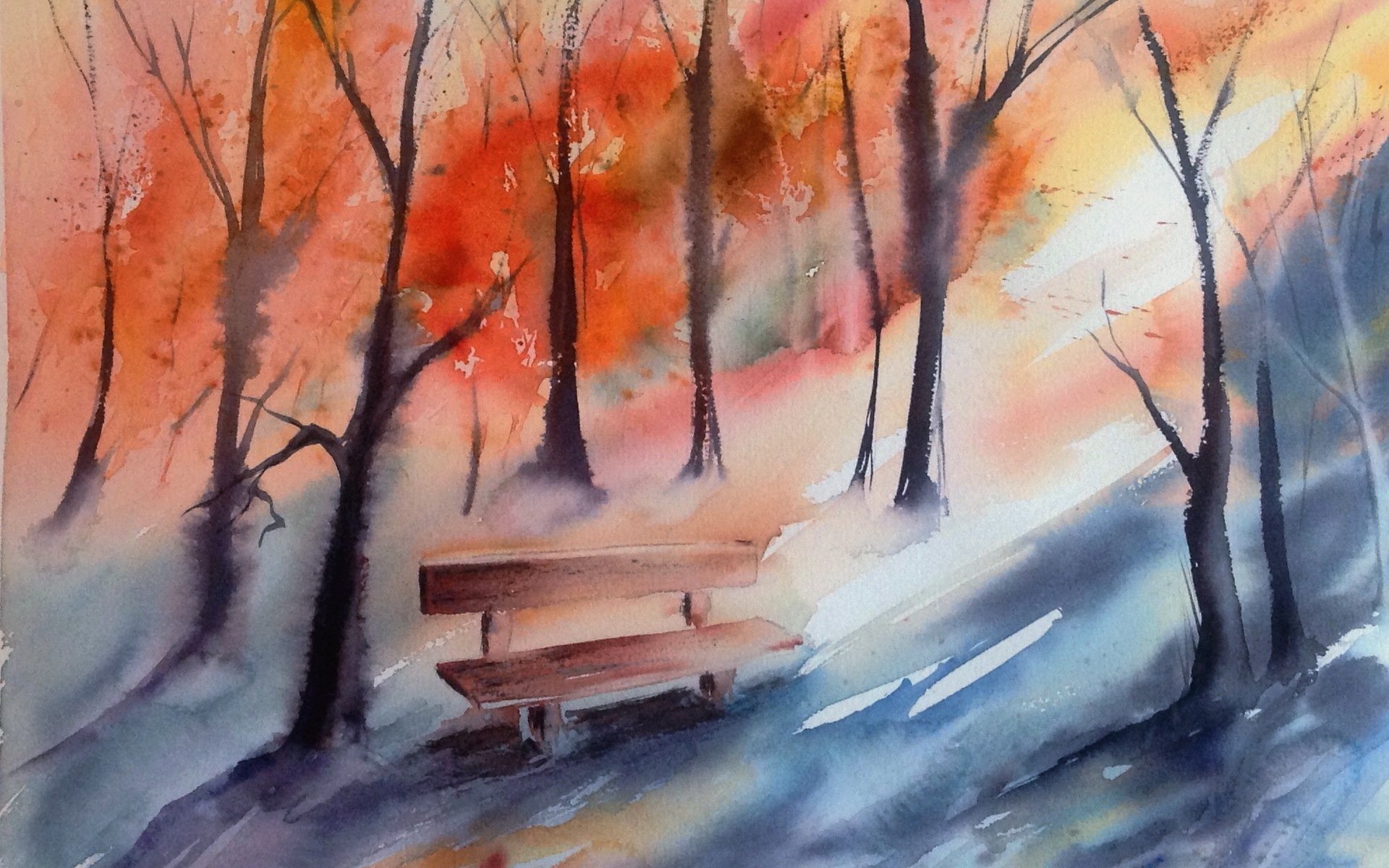 bank herbst aquarell