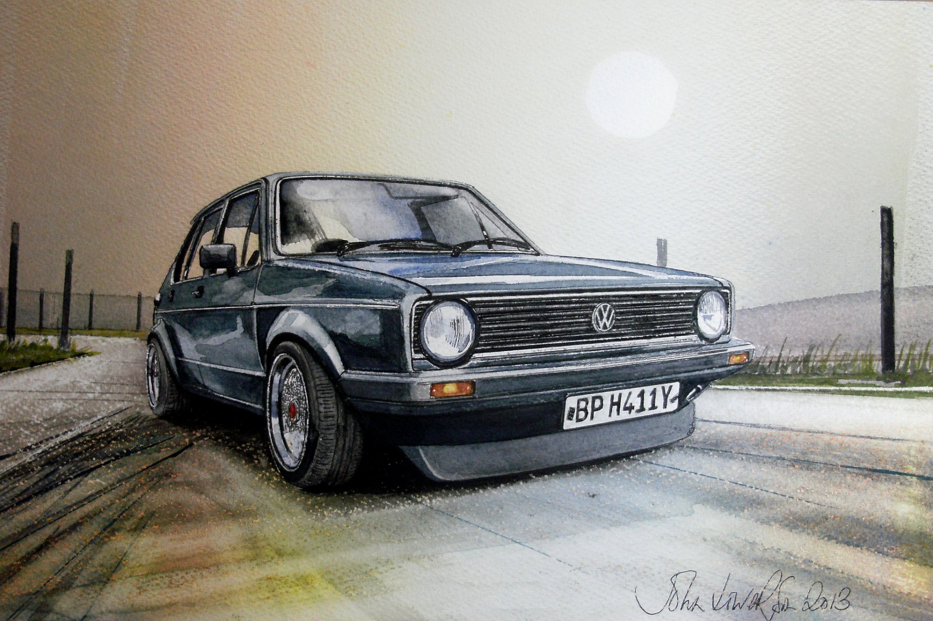 vw volkswagen golf ii gti malerei zeichnung