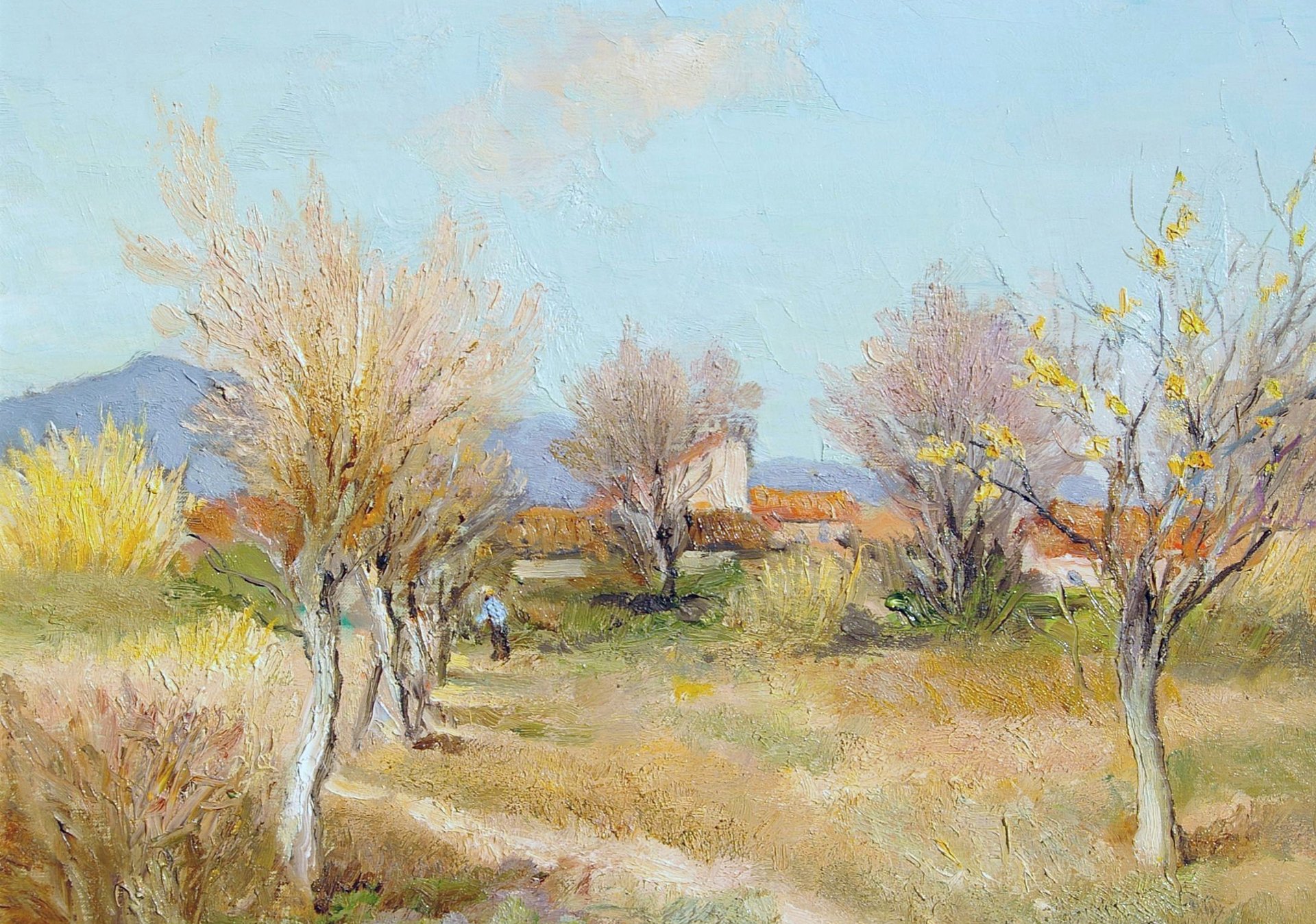 marcel dif huerto de primavera pintura paisaje árboles primavera montañas