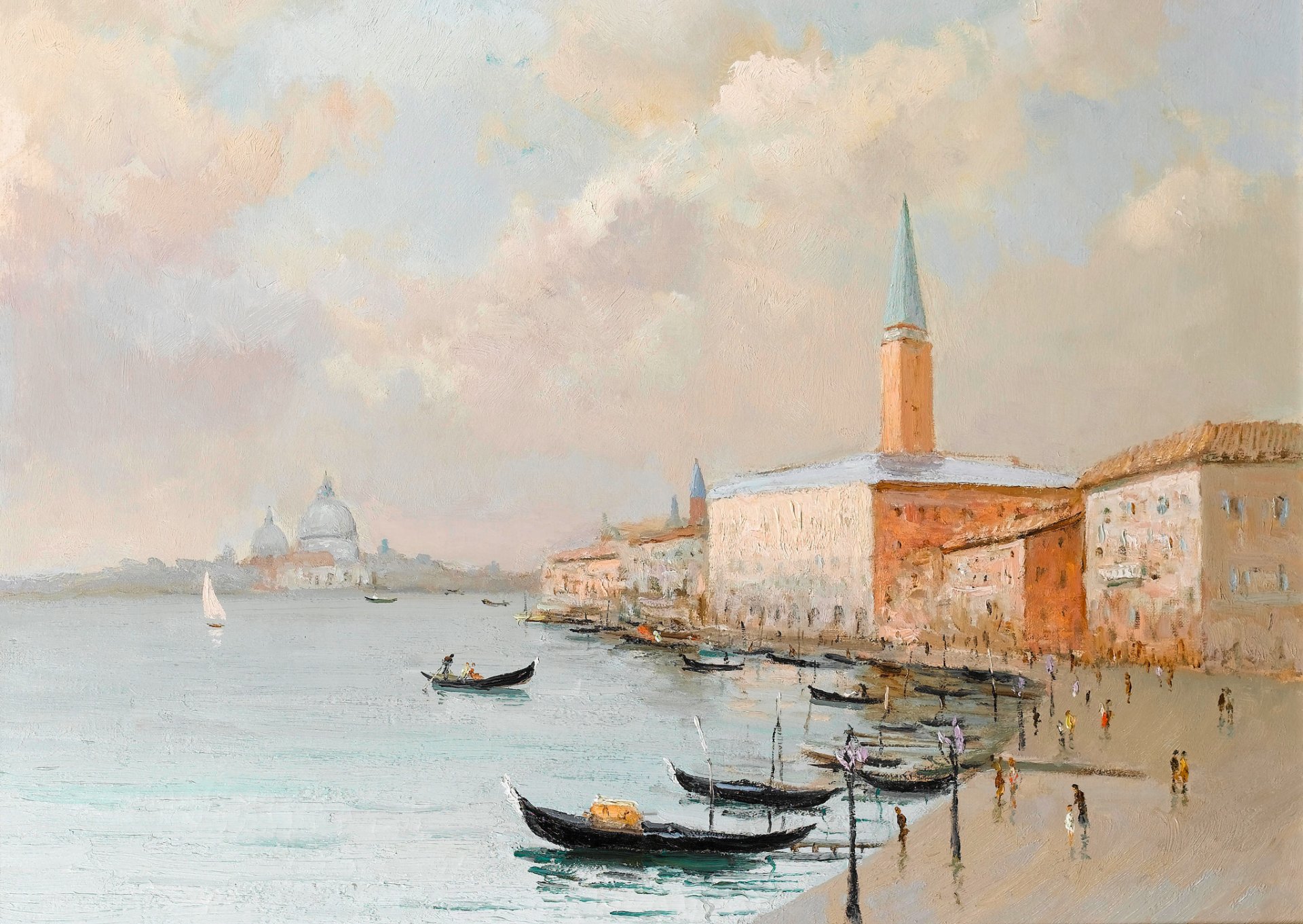 marcel dif palazzo ducale a venezia pittura paesaggio città italia torre case mare barche