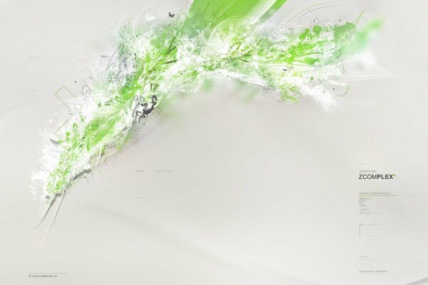 Splashes of green on a light gray background