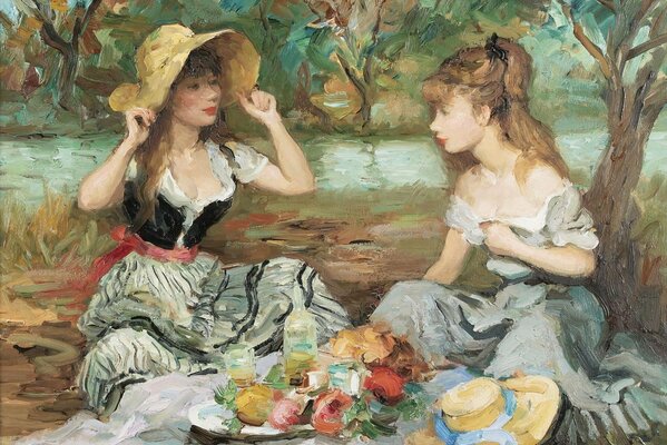 Imagen con dos chicas en un picnic