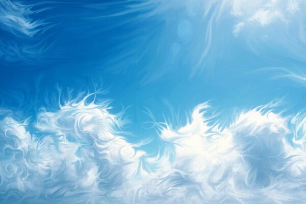 Облачные узоры в голубом небе
