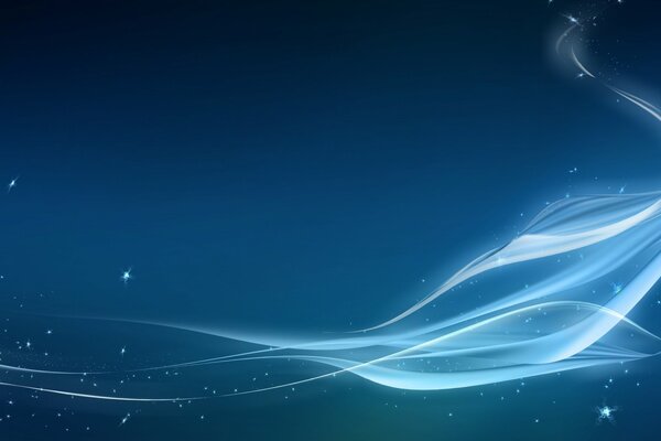 Light lines on a blue background and stars