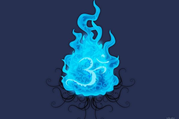 Blue fire with hieroglyph