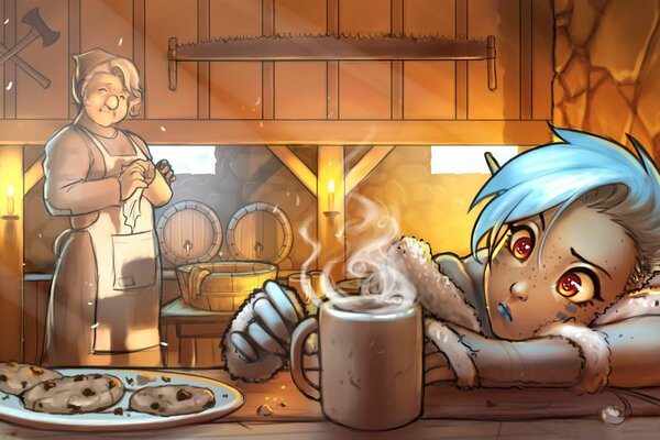 Art elf girl in the tavern