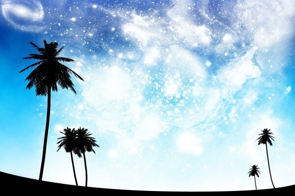 Palm trees sea beach view of my dreams