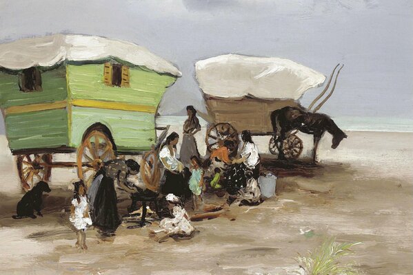 Marcel Def. A wagon with gypsies