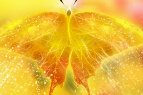 Abstract Yellow Butterfly Art