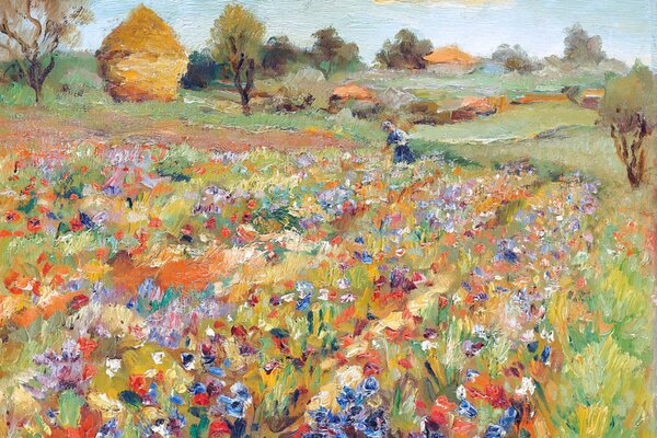 Paysage d été champ de fleurs