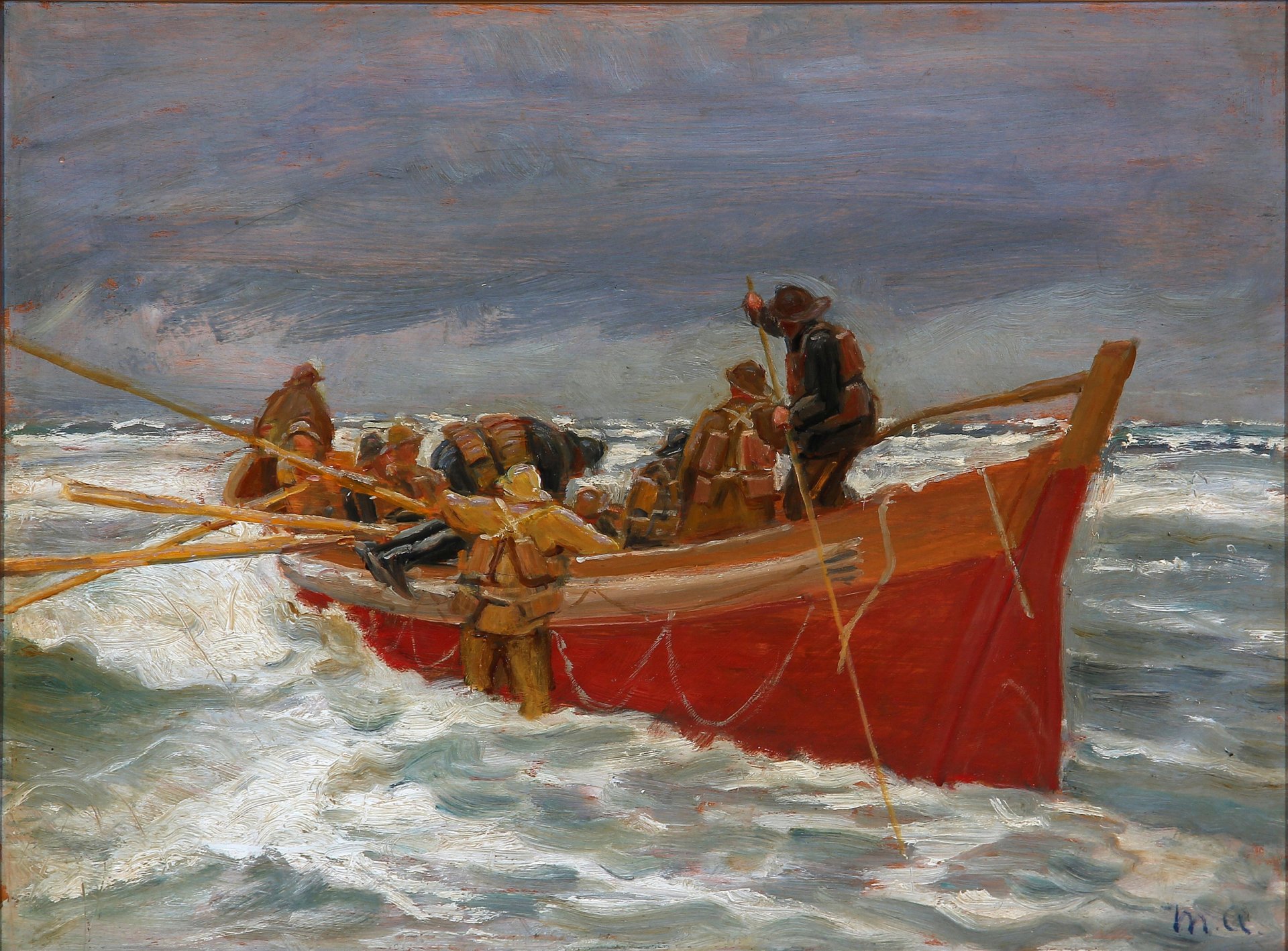 michael ancher pattern sky sea storm boat fishermen