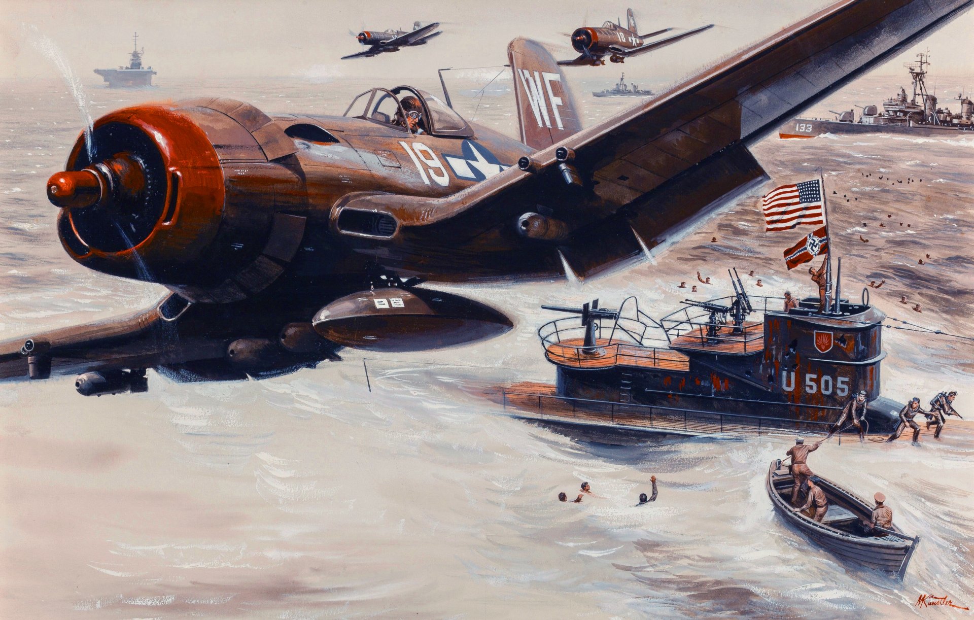 mort künstler barcos batalla submarino gente de combate piloto