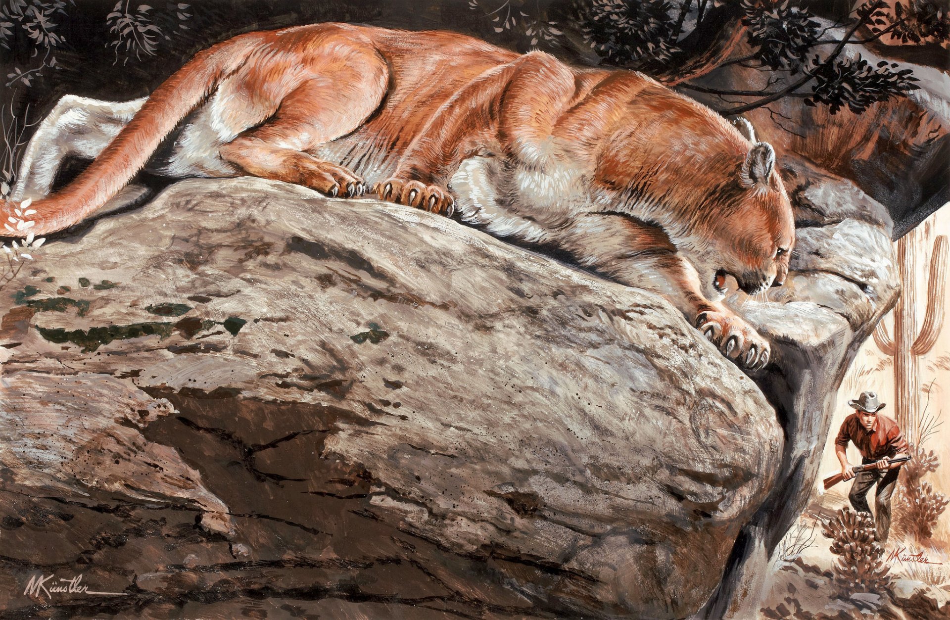 mort künstler puma cougar mountain lion wild cat predator stones hunter nature