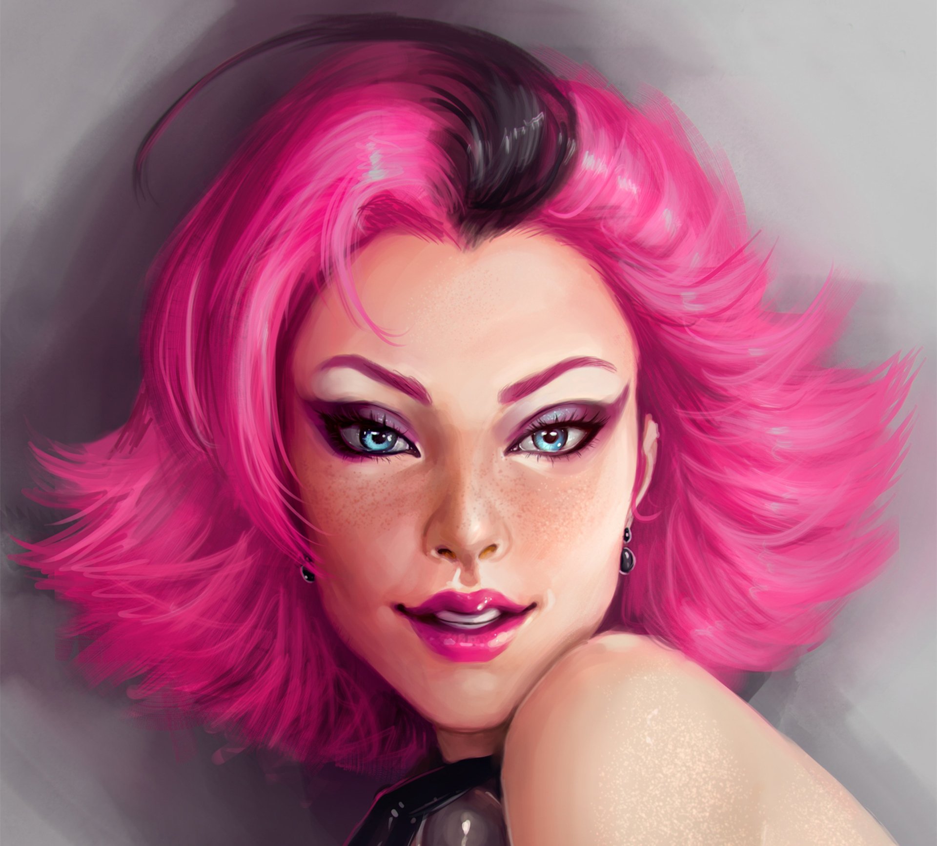 pink woman eyes art