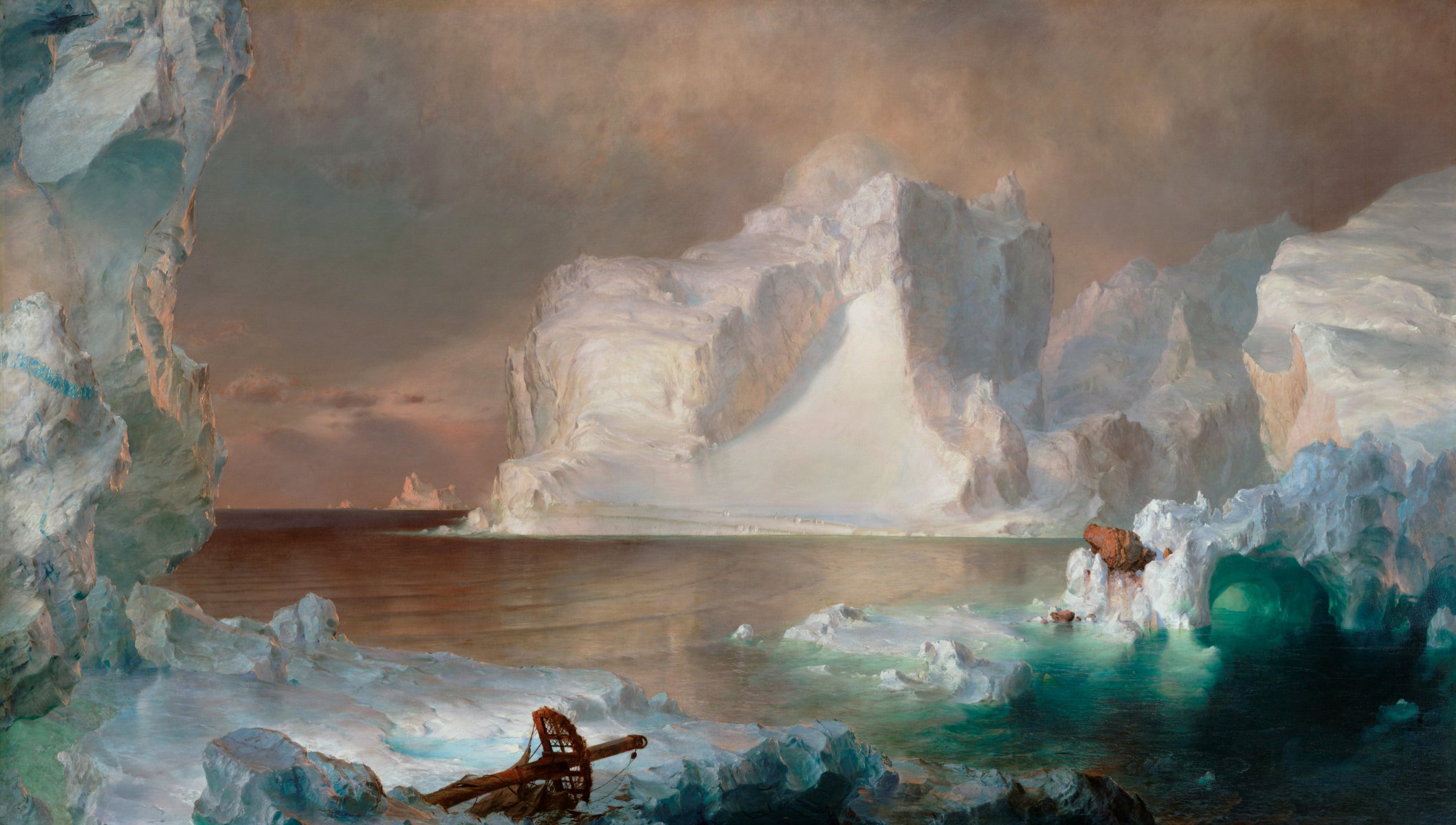 frederick edwin church pintura iceberg naufragio cielo nubes hielo