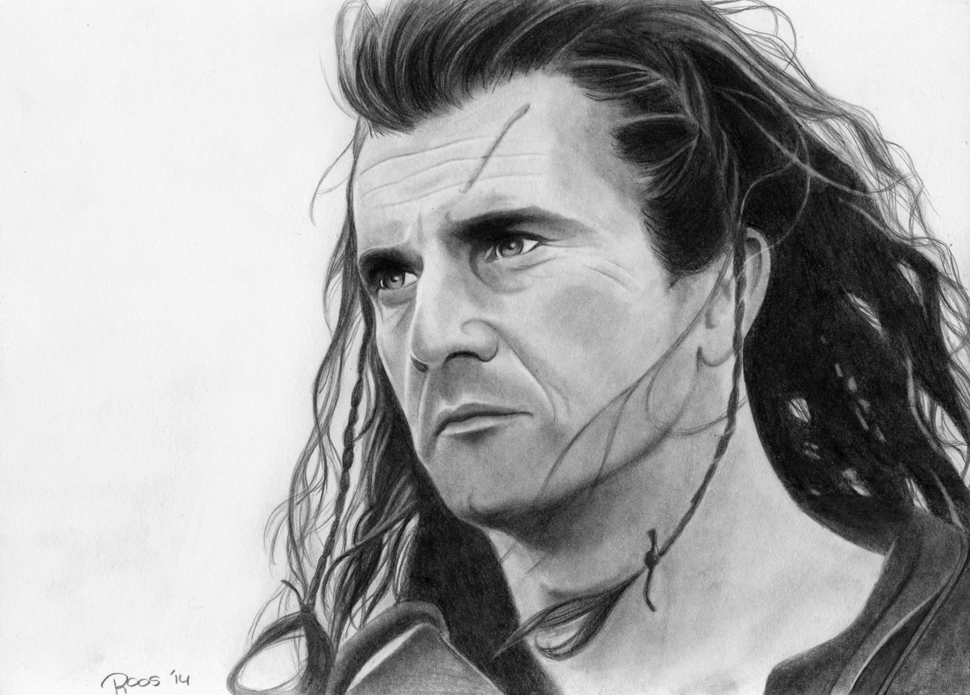 mel gibson braveheart héros visage dessin