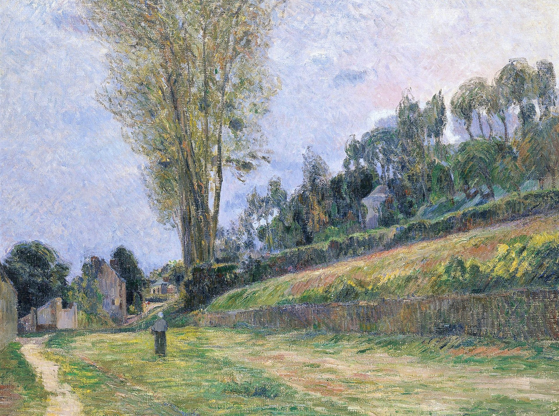 paul gauguin rue de rouen gemälde landschaft wanderweg hang bäume