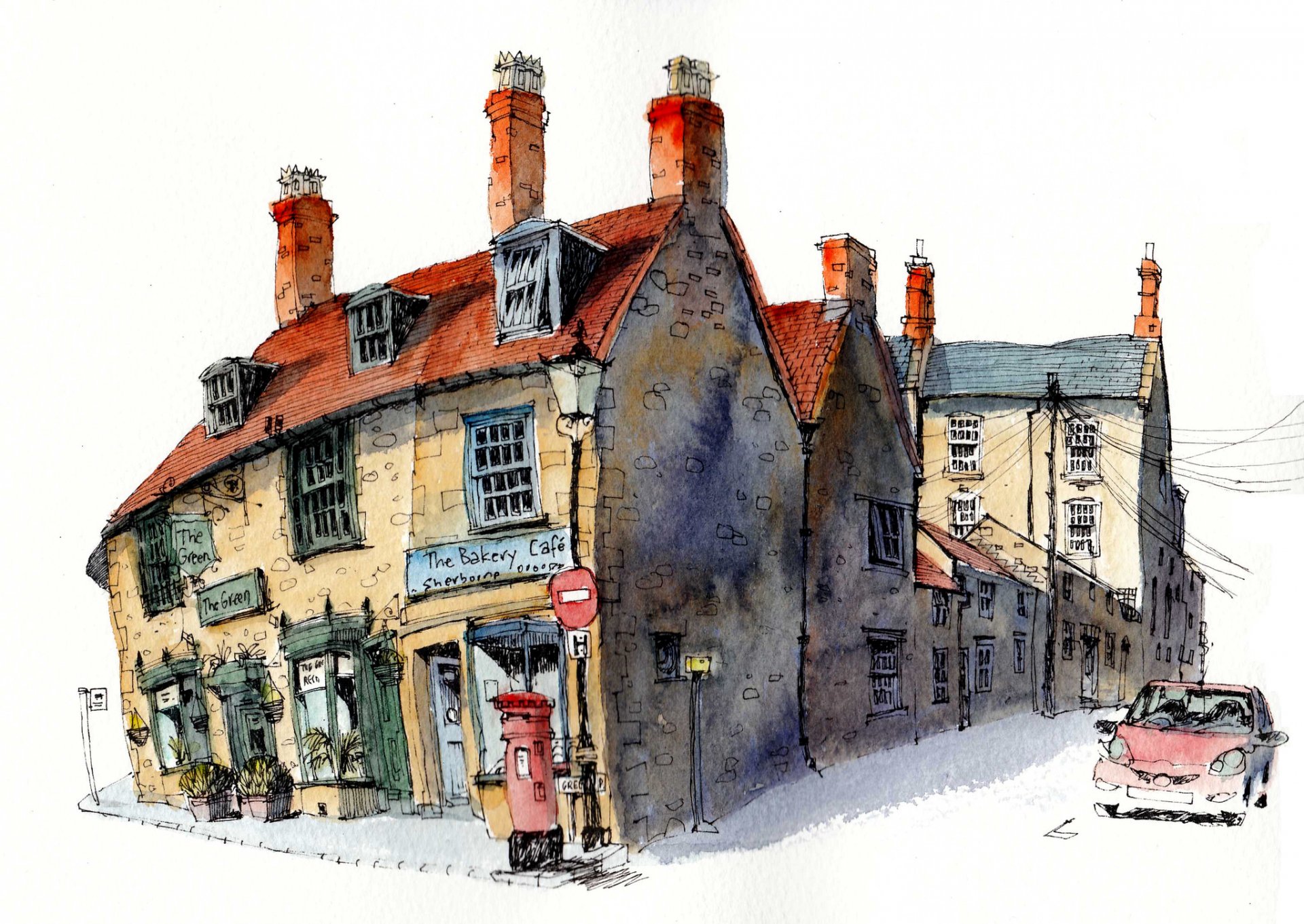 sherborne angleterre dessin ville maison peinture