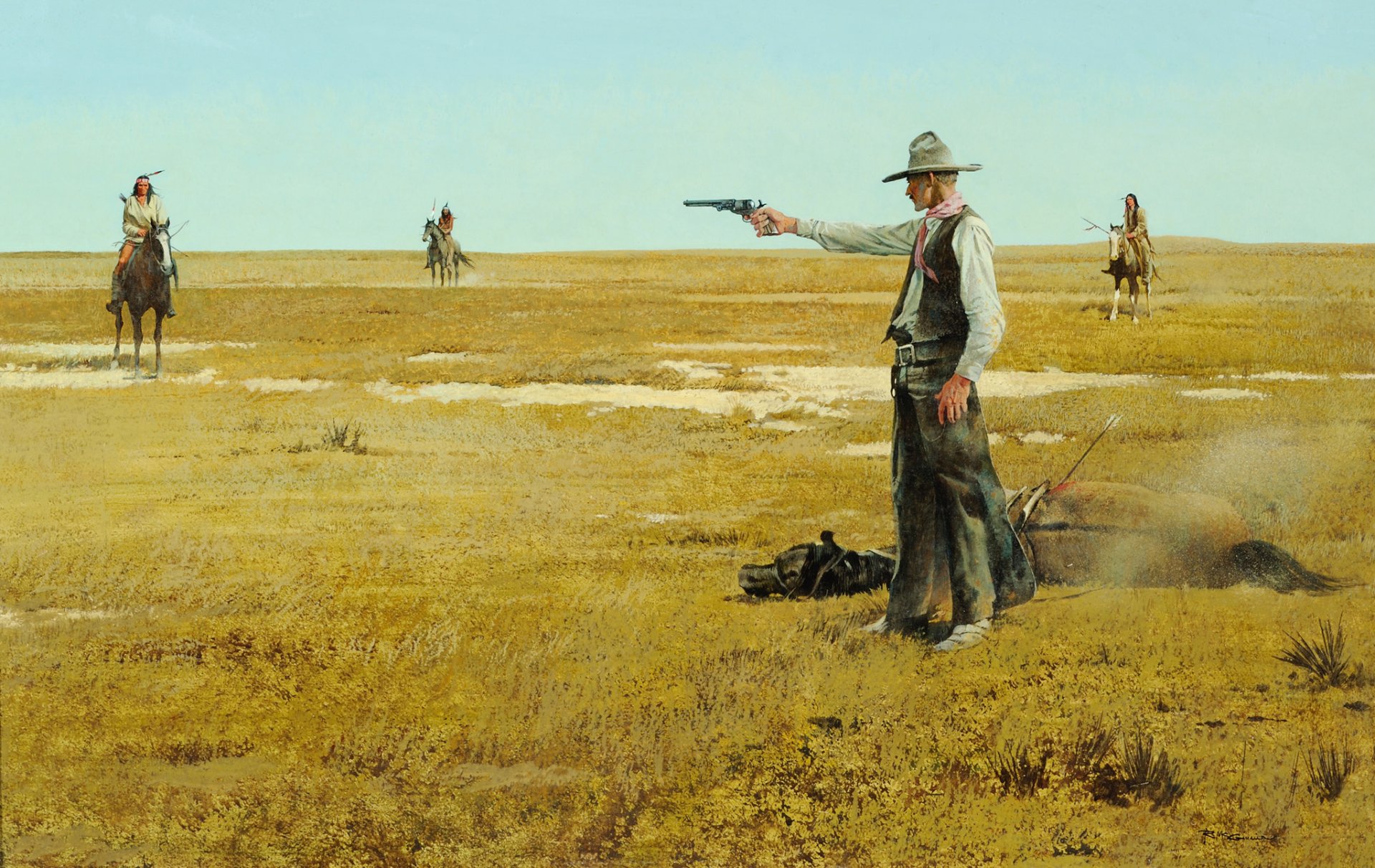 robert mcginnis première étape peinture prairie indiens shérif ciel