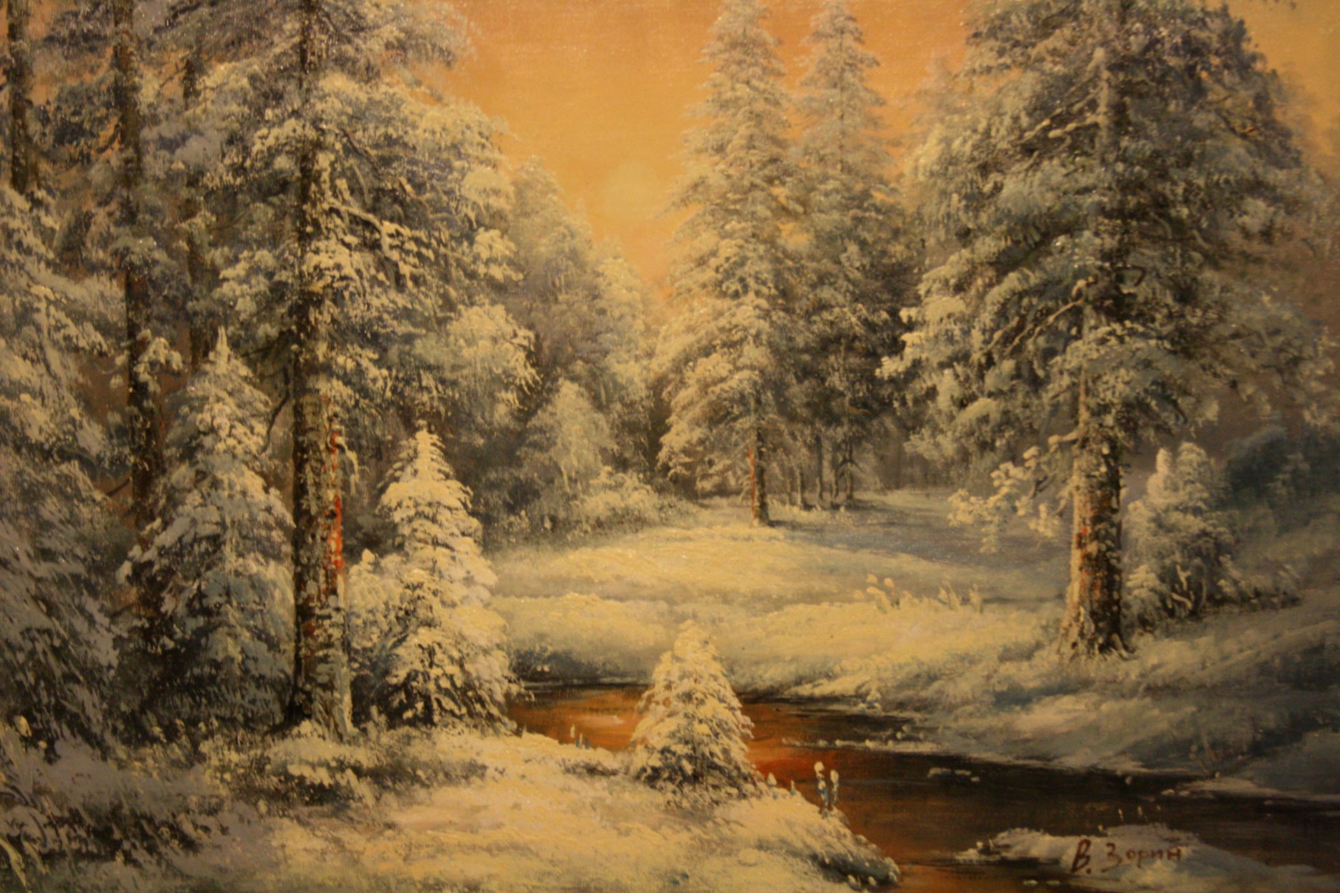 fond papier peint peinture zorin forêt d hiver hiver neige gel froid nouvel an