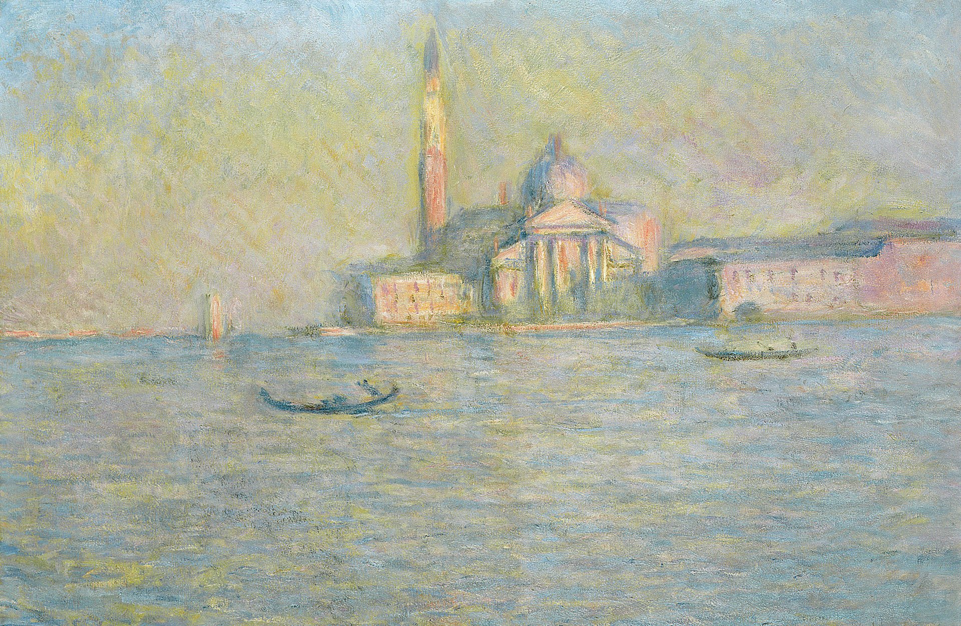 claude monet gemälde landschaft venedig kanal boot kirche gondel