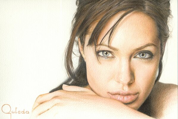 Angelina Jolie s graphic pencil drawing