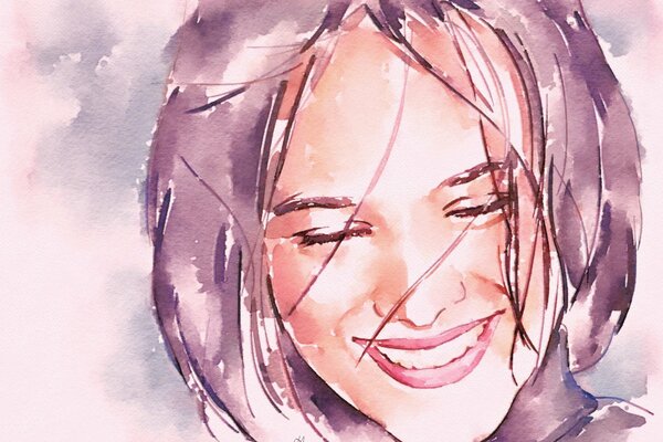 Dessin aquarelle d un visage souriant