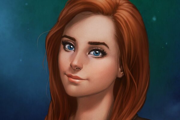 Redhead ragazza con gli occhi Blu Art