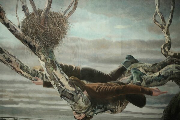 Pintura del artista Noruego Krister Karlstad como un gusano gira