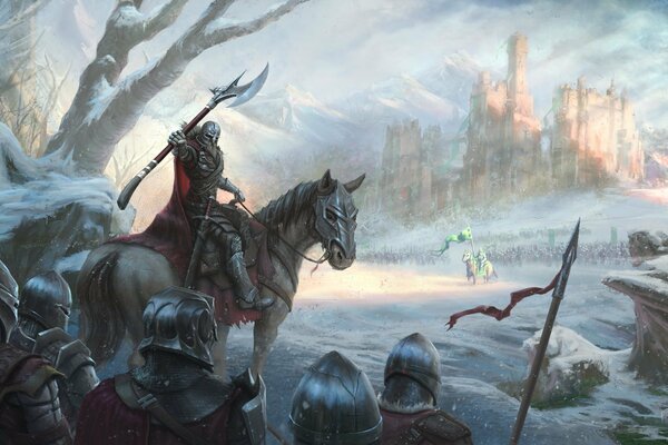 Esercito di cavalieri in inverno