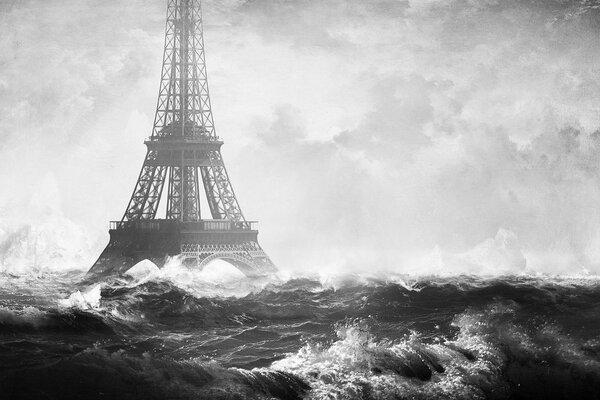 Tormenta francesa en el fondo de la torre Eiffel