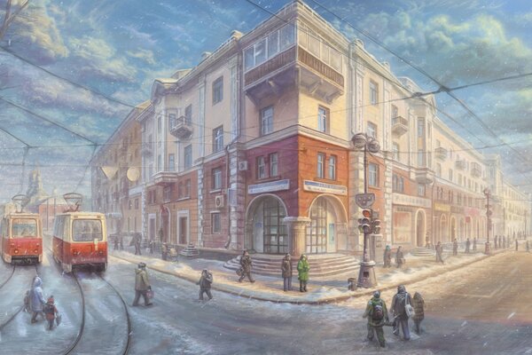 Paysage urbain de Saint-Pétersbourg d hiver