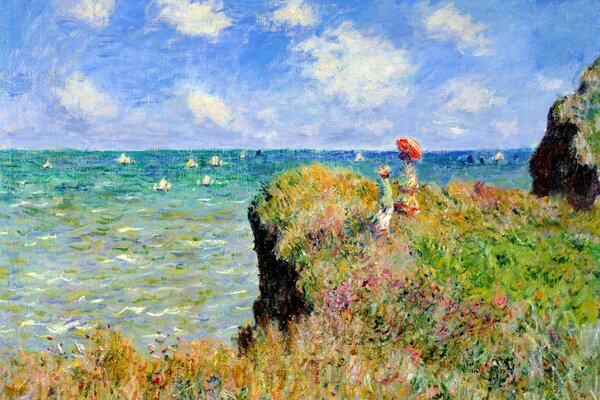 Landschaft von Claude Monet mit Booten am Meer