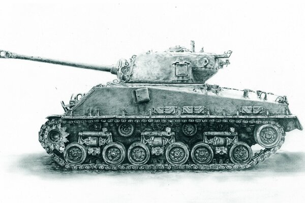 Drawing of a World War II tank