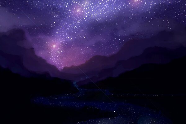 Starry sky in purple tones