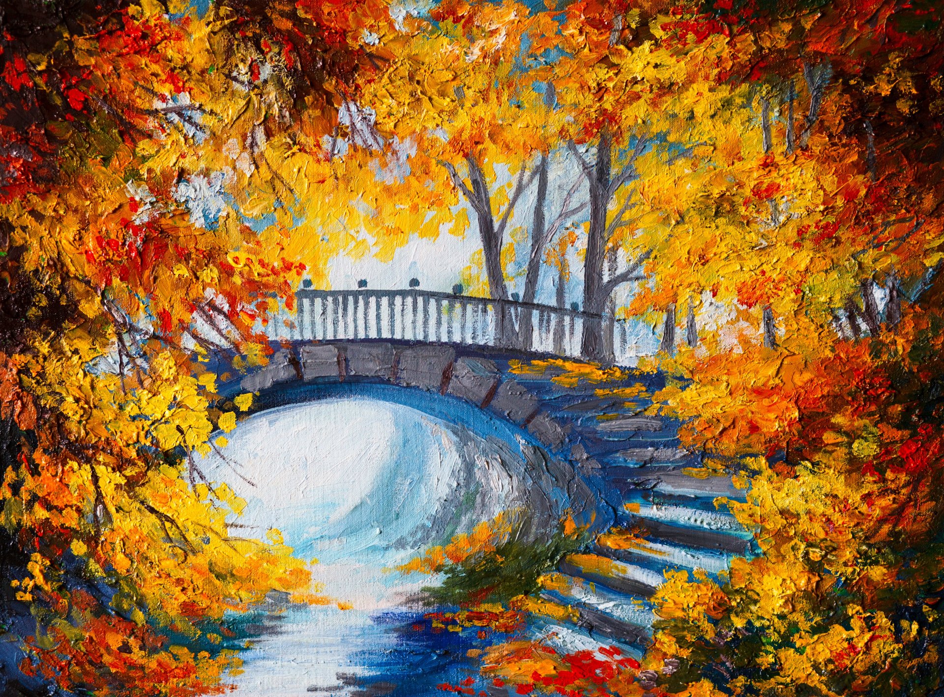 eason autumn trees color bridge steps seasons color bridge stair